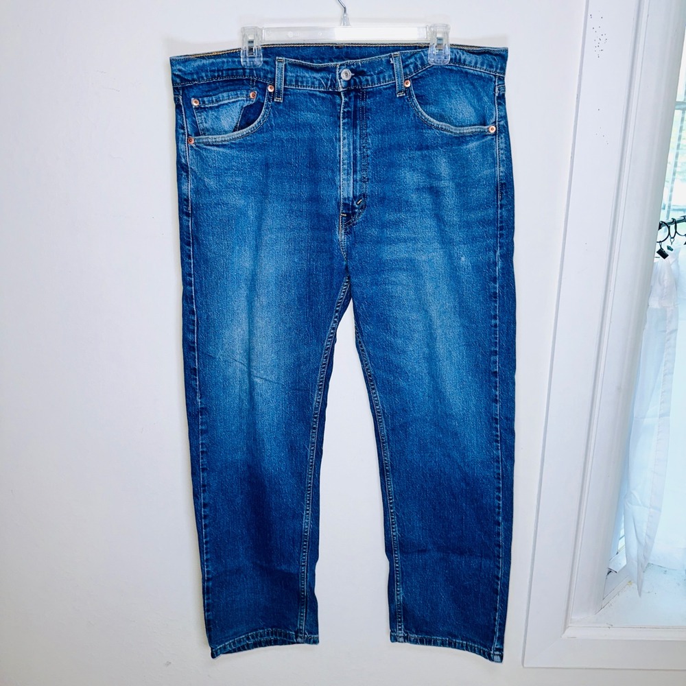 Levis 505 Regular Fit Jeans Mens 38x30 Medium Wash Blue Denim Straight Leg 0191